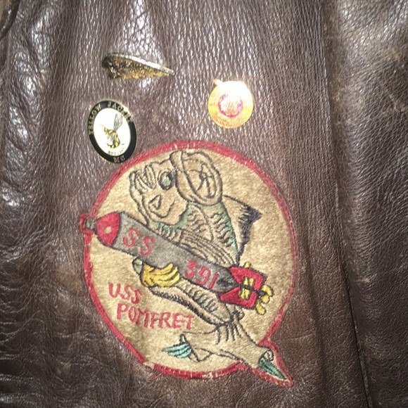 Original WWII Brown Leather Bomber Jacket - Picture 7 of 9